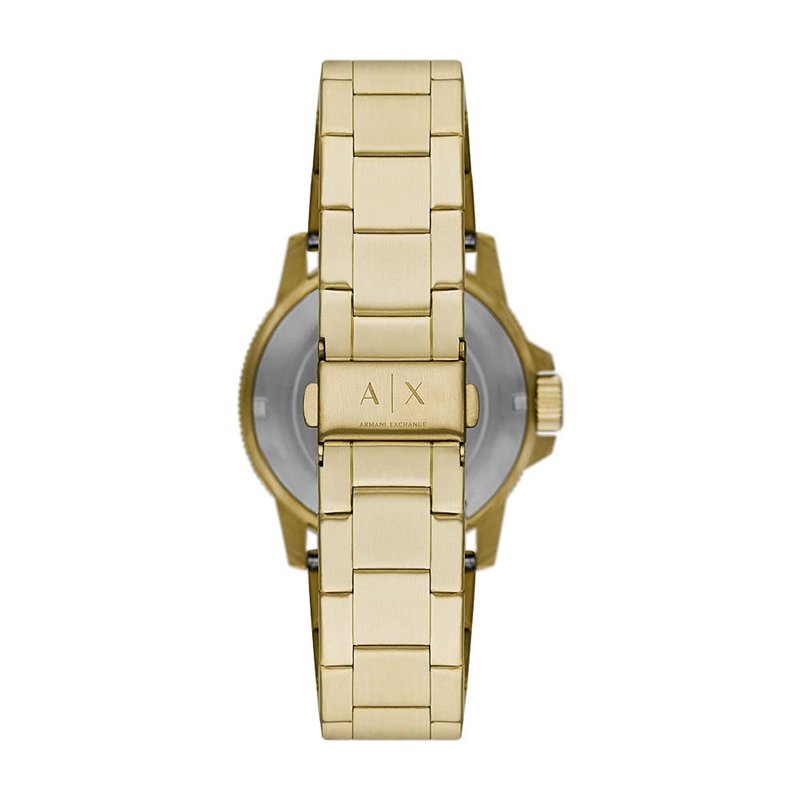Image secondaire de Armani Exchange Montre pour homme, mouvement à trois aiguilles, boîtier en acier inoxydable doré de 44 mm avec bracelet en acier