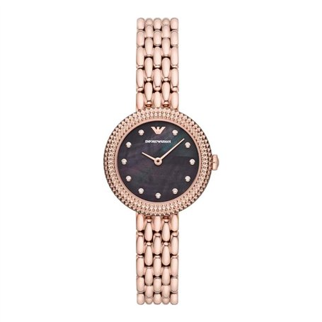 Emporio Armani Montre pour femmes, mouvement à deux aiguilles, boîtier en acier inoxydable or rose de 30 mm avec bracelet en aci
