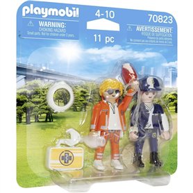Playmobil 70823 Duo Secouriste et policière - City Action- L'Hôpital- Deux Personnages Petit Prix