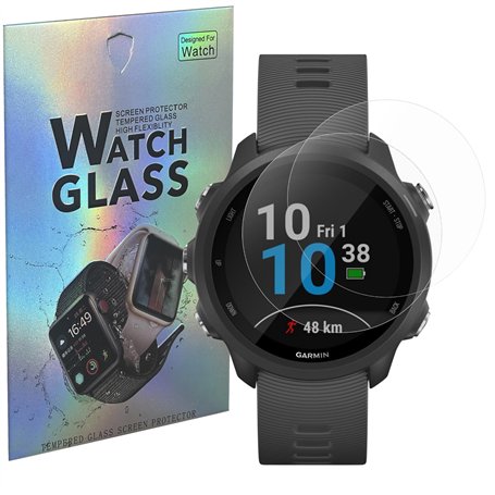 PHONILLICO Verre Trempé pour Garmin Forerunner 245 / Forerunner 245 Music [Lot de 2] Film Protection Ecran Montre Anti Rayure