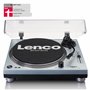 Lenco L-3809 Platine Vinyle - Platine DJ Direct Drive - USB - Préampli - 33 et 45 RPM - MMC - RCA - Sortie Ligne - Bleu Métallis