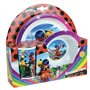 FUN HOUSE 006081 MIRACULOUS LADYBUG ENSEMBLE REPAS COMPOSE D'UNE ASSIETTE PLATE Ø 22 CM, D'UNE ASSIETTE CREUSE Ø 16 CM ET D'UN V