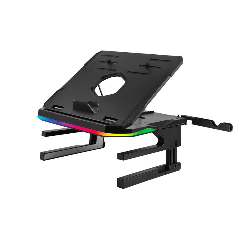 Enermax Support réhausseur Ergonomique de PC Portable/Moniteur Rotatif RGB 360° Pliable, installez jusqu'à 3 périphériques, Char