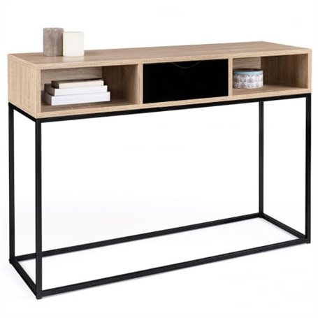 IDMarket - Console 1 tiroir Noir Boston avec rangements Design Industriel