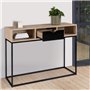 IDMarket - Console 1 tiroir Noir Boston avec rangements Design Industriel