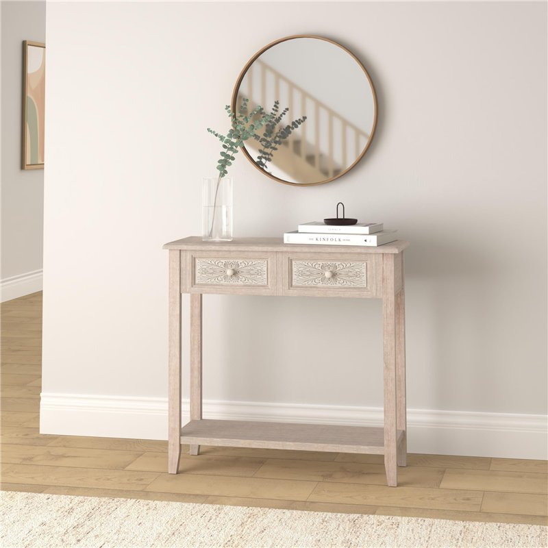 Image secondaire de Atmosphera - Console Hina - Bois Blanchi - 2 tiroirs