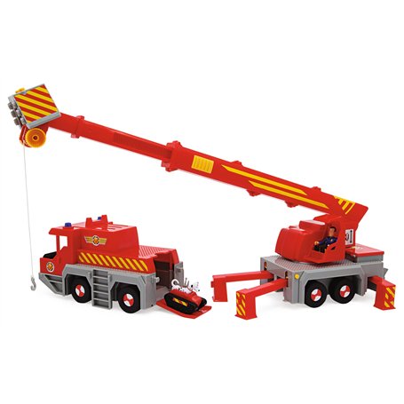 Simba 109252517 - Sam Le Pompier - Grue Jouet (50 cm) - Véhicule de Sauvetage 2 en 1 (Voiture et Grue) pour Enfants à partir de
