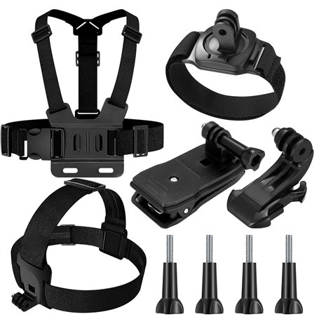 Compatibile Con GoPro 9-en-1 Accessoires Kit, Harnais de Poitrine, Fixation Harnais Tete Bandeau, Fixation Poignet, Fixation Cli