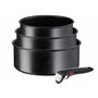 Tefal Ingenio Black Stone L39996 Lot de 4 casseroles empilables avec revêtement antiadhésif Compatible induction Indicateur de t