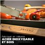 Praknu Ensemble d'ustensiles de Barbecue Essentiels en Acier INOX et Bois - 4 pièces - Résistant à la Chaleur et antirouille - a
