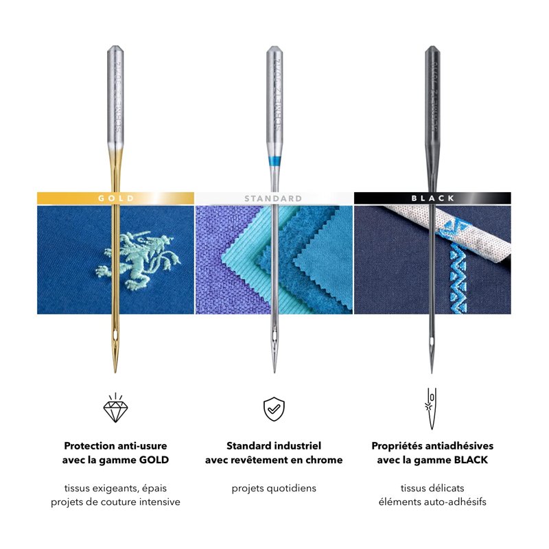 Image secondaire de SCHMETZ Aiguilles pour machines à coudre | 5 Aiguilles Gold Jeans | 130/705 H-JT | Grosseur d'aiguille 90/14 | utilisables sur t