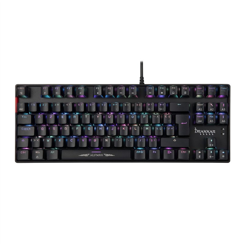 Konix Drakkar Clavier Gaming Filaire mécanique Alfheim TKL AZERTY - Format TKL sans pavé numérique - Rétroéclairage RVB