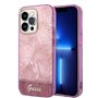 Guess Coque pour iPhone 14 Pro en Feuilles Roses IML, Anti-r
