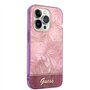 Guess Coque pour iPhone 14 Pro en Feuilles Roses IML, Anti-r