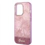 Guess Coque pour iPhone 14 Pro en Feuilles Roses IML, Anti-r