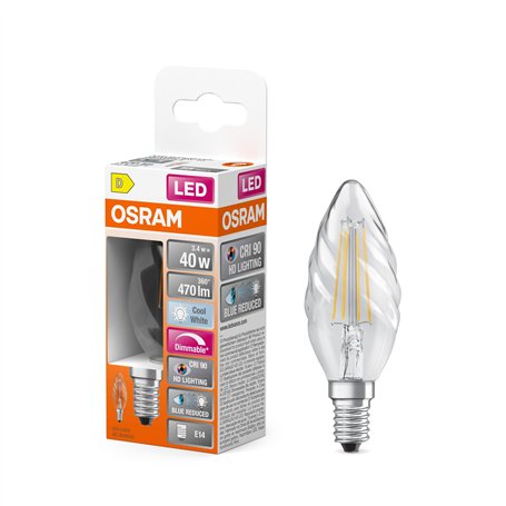 OSRAM Lampe LED dimmable Superstar avec un rendu des couleurs particulièrement élevé (CRI90), E14-base, Aspect filament ,Blanc f