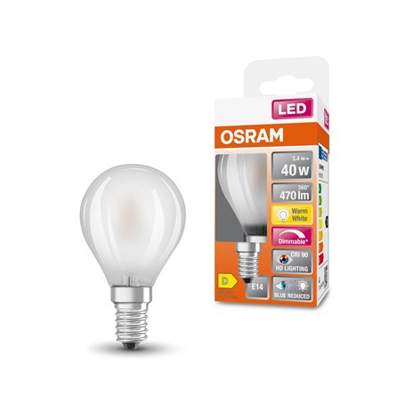 OSRAM Lampe LED dimmable Superstar avec un rendu des couleurs particulièrement élevé (CRI90), E14-base, verre dépoli ,Blanc chau