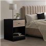 IDMarket - Lot de 2 Tables de Chevet Olga 1 tiroir avec Niche Bois Noir et tiroir façon hêtre