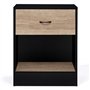 IDMarket - Lot de 2 Tables de Chevet Olga 1 tiroir avec Niche Bois Noir et tiroir façon hêtre