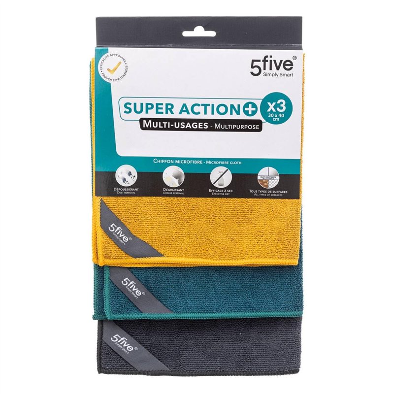 Image secondaire de 5five - 3 chiffons microfibre 30x40cm