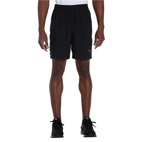PUMA Short tissé thermocollé 18 cm tricoté Homme, Noir, S
