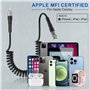 Cable USB C vers Lightning Spirale, Compatible Apple Carplay et certifié MFi, Câble Lightning USB C de voiture avec transmission