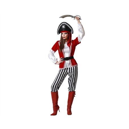 ATOSA déguisement pirate pantalon rayé noir et rouge blanc adulte XL