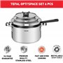 Tefal G7376S Opti'Space Set de 6 casseroles avec couvercle 16 cm + couvercle + casseroles 20/24 cm + couvercle | acier inoxydabl