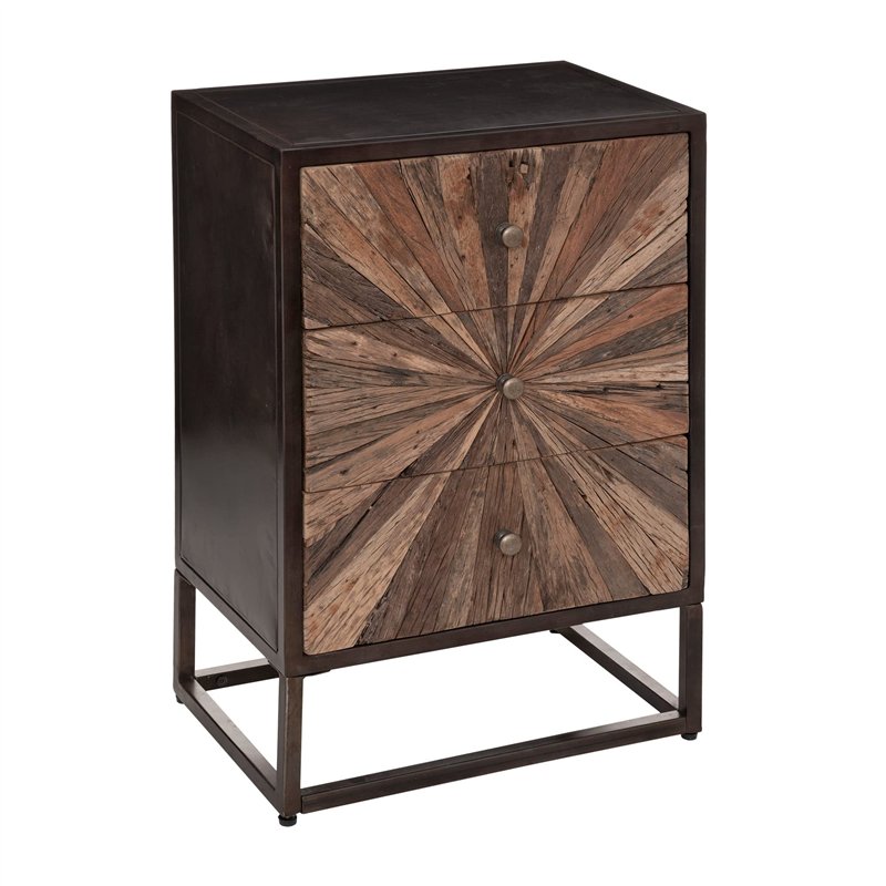 Atmosphera - Chiffonnier Origins - 3 tiroirs - métal et Bois recyclé