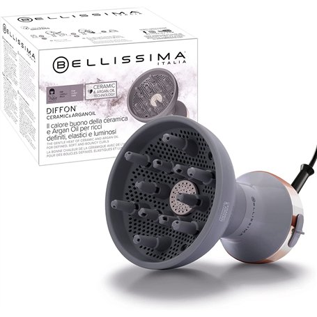 Bellissima Diffon Ceramic et Argan Oil, Diffuseur d'air chaud pour cheveux bouclés, technologie céramique et huile d'argan, 2 ni