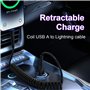 Câble Lightning enroulé Compatible Apple Carplay [Certifié Apple MFi] Chargeur iPhone rétractable avec synchronisation de donnée