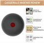 Tefal Ingenio Renew Casserole 18 cm, Revêtement céramique antiadhésif, Recyclée, Cuisson saine, Thermo-Signal ™, Cuisson sûre, F