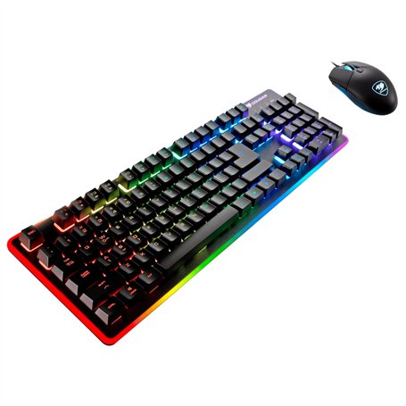 COUGAR GAMING | PACK CLAVIER SOURIS GAMING | CLAVIER + SOURIS GAMING FILAIRE HYBRIDE DEATHFIRE EX 7 COULEURS LEDS - Commutateurs