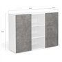 IDMarket - Buffet 110 cm ELI Blanc 2 Portes Effet béton