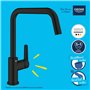 GROHE QUICKFIX Start Robinet de cuisine, Mitigeur Monocommande Evier, Bec Haut, Rotation 150°, Noir Mat, 304702430