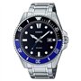 Casio MDV107D-1A2V Montre de plongée pour Homme en Acier Inoxydable 200 m Noir/Bleu Cadran Noir 3 Aiguilles, Bleu, Décontracté