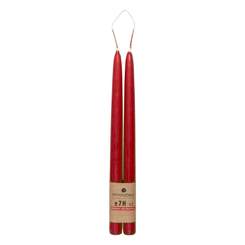 Image secondaire de Atmosphera - Lot de 2 bougies bâtons Hugo en coton H30cm rouge