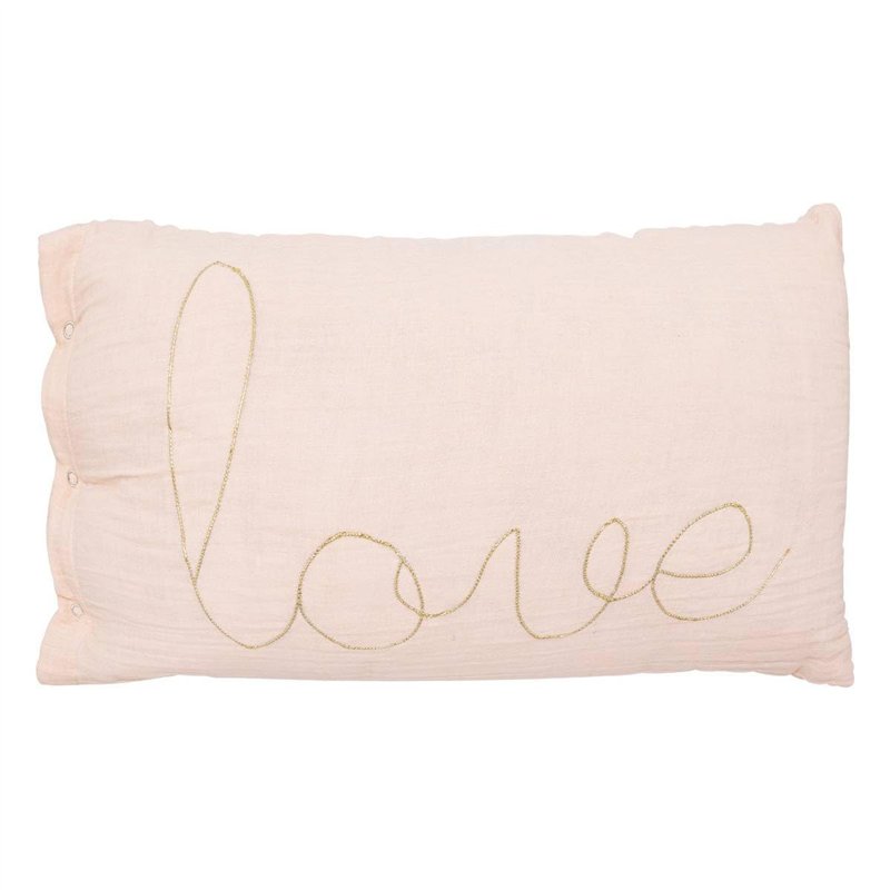 Atmosphera - Coussin rectangulaire Lili en Gaze de Coton 50x30cm Blanc