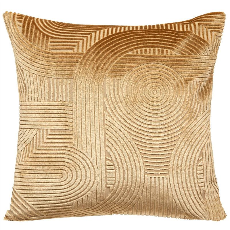 Atmosphera - Housse de Coussin Atelier en Velours 40x40cm Jaune Ocre