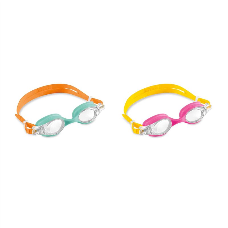 Intex 55693 Lot de 2 lunettes de natation pour enfants en polycarbonate, silicone, multicolore, 3-8 ans