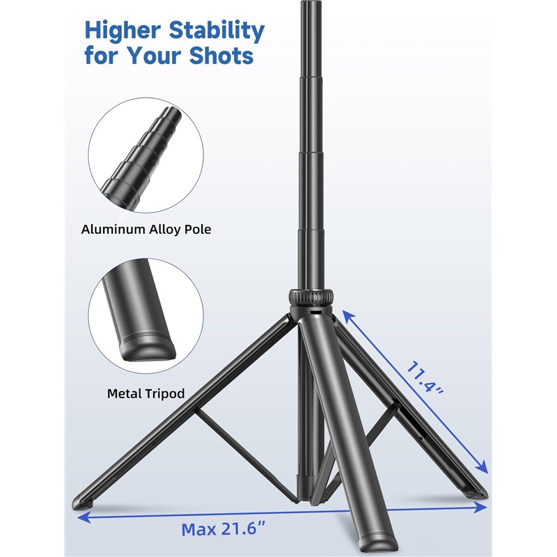 Image secondaire de 190cm Trepied Smartphone en Aluminium, Extensible Perche à Selfie Trepied, Trépied de Téléphone avec Télécommandeet Support pour
