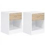 IDMarket - Lot de 2 Tables de Chevet Olga 1 tiroir avec Niche Bois Blanc et façon hêtre