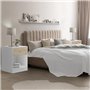 IDMarket - Lot de 2 Tables de Chevet Olga 1 tiroir avec Niche Bois Blanc et façon hêtre