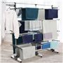 IDMarket - Séchoir à Linge 60 M Supra XXL Gris/Blanc 4 Niveaux + Barre télescopique