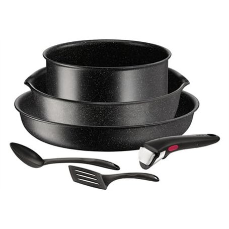 TEFAL INGENIO BLACK STONE SET 6 PIECES,POELE INDUCTION, revêtement antiadhésif, empilable, casserole, batterie cuisine