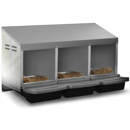 IDMarket - Pondoir pour Poules 3 emplacements nichoir en métal avec Fond