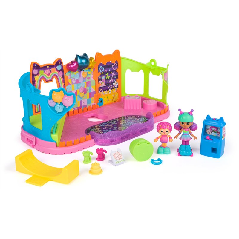 Gabby et la Maison Magique - Gabby Dollhouse - Playset Roller Disco - Thème Fête - 2 Figurines Et 8 Accessoires - Dessin Animé J