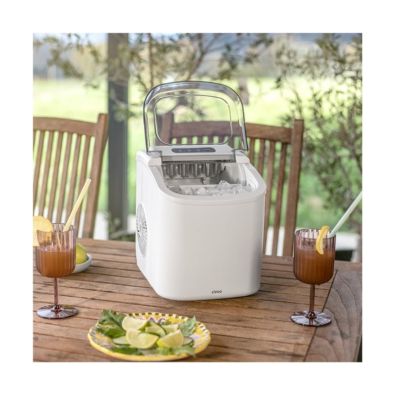 Image secondaire de Livoo – Machine à glaçons DOM484 – Capacité 12kg/jour, taille moyenne, 9 cubes en 6-13 min, réservoir 1,2L, capacité 600g, indic