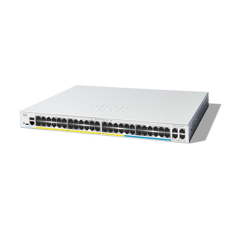 Commutateur administrable Cisco Catalyst 1300-48MGP-4X, 32 Ports GE, 16 Ports 2,5GE, PoE, 4 Ports SFP 10GE, Garantie limitée à V