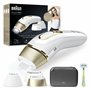 Braun IPL Silk-Expert Pro 5 Épilation à la Maison Blanc/Or, Alternative à l'épilation laser, avec étui, Système de Rasage Vénus,